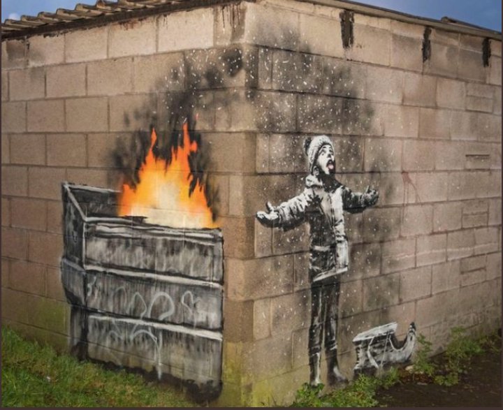 dashurix's tweet photo. L'ultima opera di Banksy a Port Talbot, nel Galles. 

Non c'è proprio niente da aggiungere 💔 https://t.co/9Wl4NCyg4Q