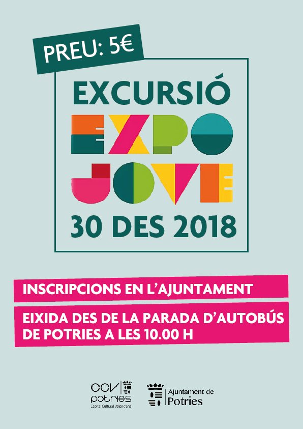 Passa un matí divertit en Expo Jove 🎊🤹 el diumenge 30 de desembre.
Encara no t'has inscrit? 👉👀
🚌 EXCURSIÓ EXPO JOVE
🗓 30 DES
🕙 10.00 h eixida des de la parada d'autobús
💶 5 €
👶👧🧑 Per a tots els públics 👩👨