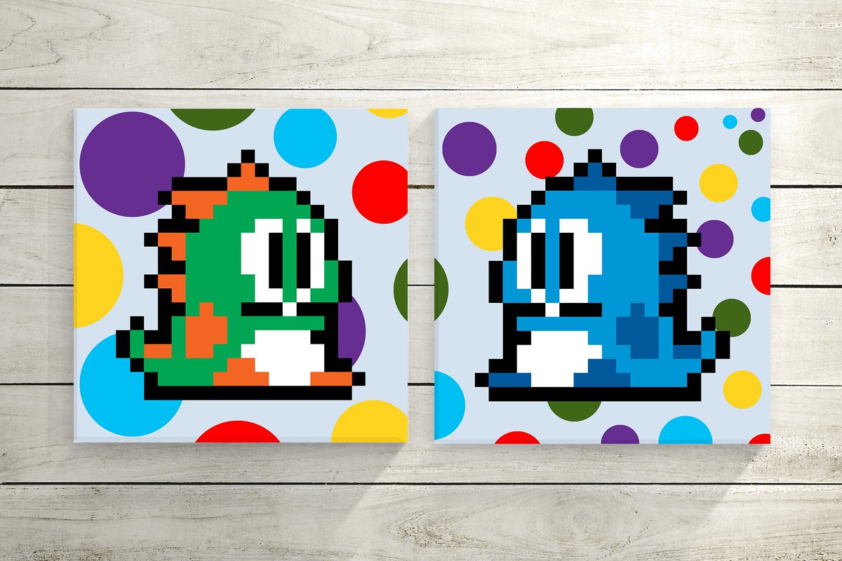 PalmersPixels's tweet image. On the eleventh day of Christmas, my true love gave to me: An adorable dino bubble popping spree!  Our Bubble Bobble Set is on sale today on Etsy and at palmerspixels.com! #retrogaming #gamersunite #pixelart #gaming
