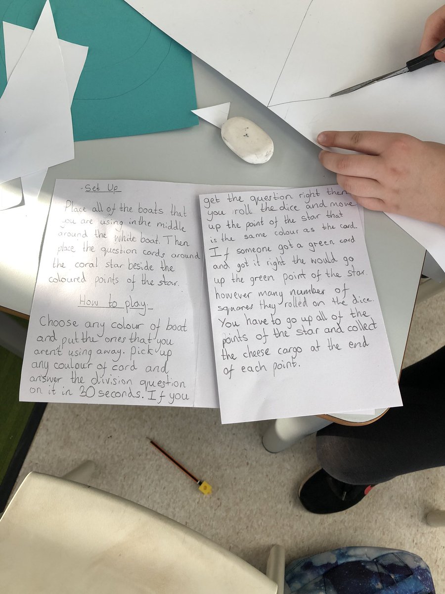 MissPerrett's tweet photo. To consolidate our understanding of division, P7 designed and created board games. They then shared their games with the other P7 class, who gave feedback. Great cross-curricular links too with literacy, art and technologies #maths #division #interdisciplinary @DunsPrimary https://t.co/E9M02EoL89
