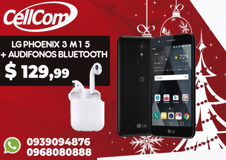 CellComEc's tweet photo. cellcomecuAPROVECHA NUESTROS COMBOS NAVIDEÑOS que solo #Cellcom te ofrece para ti:
COMBO 2👉 #LG #PHOENIX 3 M15 + #AUDIFONOS BLUETOOTH por solo $129.99
Informes y ventas al: ☎️(2)2249319 o visita nuestro sitio web 💻 https://t.co/rhbIpvn7fk