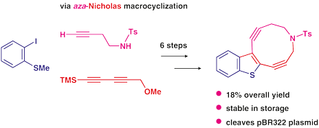 NataliaDanilki1's tweet photo. 10-Membered Azaenediyne Fused to a Benzothiophene through the Nicholas Macrocyclization: Synthesis and DNA Cleavage Ability.
Danilkina, N. A.; Rumyantsev, A. M.; Lyapunova, A. L.; D’yachenko, A. S.; Khlebnikov, A. F.; Balova, I. A.
Synlett 
DOI: 10.1055/s-0037-1610352 https://t.co/iIhgPFgAW9