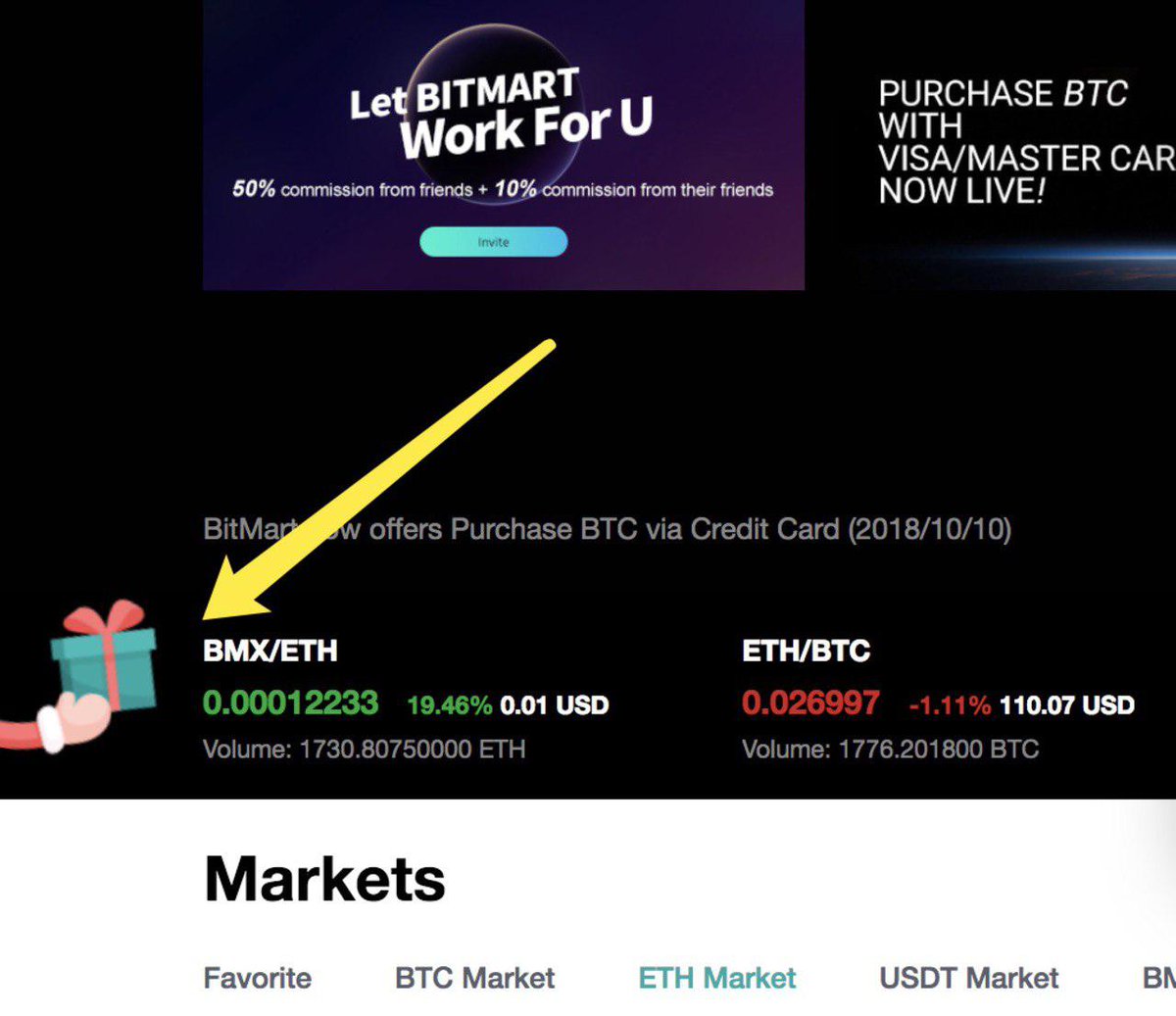 BitMartExchange's tweet photo. Have you noticed the gift box🎁on #BitMart homepage?

That's right! #BitMartSanta is giving away free #Christmas gifts! Prizes include 10,000 $BMX💰 &amp; lifetime trading fees 60% off💸! Plus, everyone has one free play, 100% winning!
💗Come &amp; get your gift: https://t.co/lmgzFywsXo https://t.co/1f1CoR3k6T