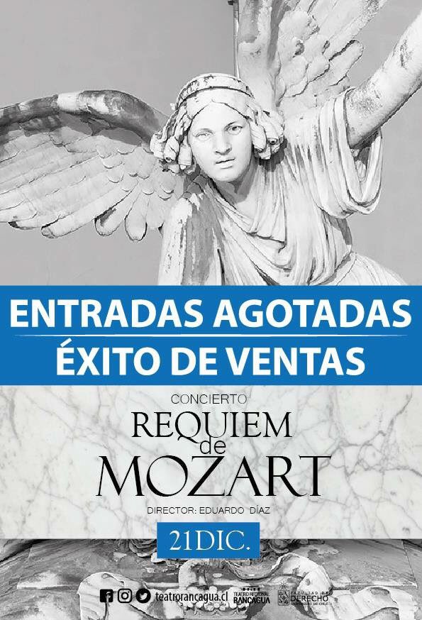 EleomarCuello's tweet photo. Entradas Agotadas!! Para nuestro Concierto de mañana del Réquiem de Mozart con nuestro Coro Polifónico de Rancagua. ❤️🎶
@alcaldesoto @TeatroRancagua @redcoralchile @OLA_opera @elrancaguino @TVNREDOHIGGINS @Casaculturargua @Eduardo32142230 @munirancagua @CulturaRancagua https://t.co/4aS756icBc