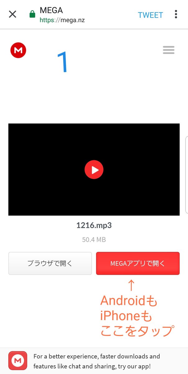 Megaで聞く 保存する