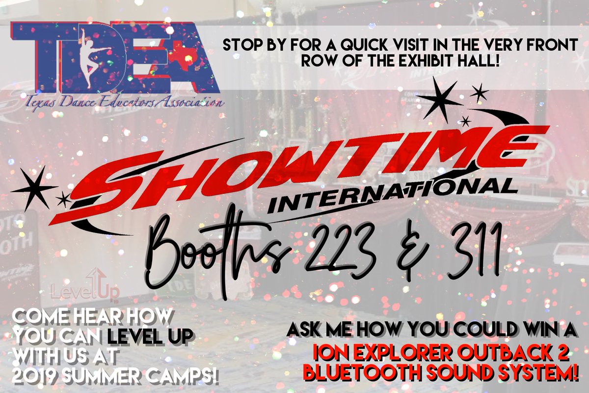 ShowtimeInt73's tweet photo. We are so excited 🤩 to wrap up 2018 and dance 💃 our way into 2019 with YOU! Come see us this January at Convention! #showtimeint #tdea https://t.co/Luqg0Wd1jG