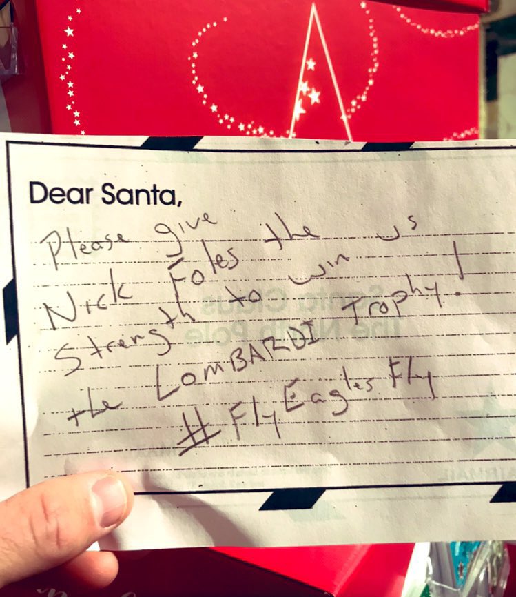 Hey <a href="/Eagles/">Philadelphia Eagles</a> @davespadaro - Foles Magic stems from Santa! I asked for this last year after Rams game... hoping the magic continues. <a href="/AdamSchefter/">Adam Schefter</a>