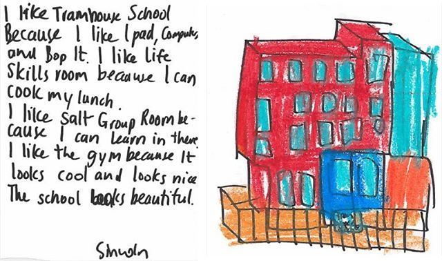 MaackArchitects's tweet photo. Its almost one year since we completed the Tram House School for @BeyondAutismUK  @earlyyears_beyondautism The school raised over £1m. Great to have this sketch and comments from one of the pupils recently when asked what he liked about the new school.

… https://t.co/BDzEcYO0rC https://t.co/34qhGaGqoE
