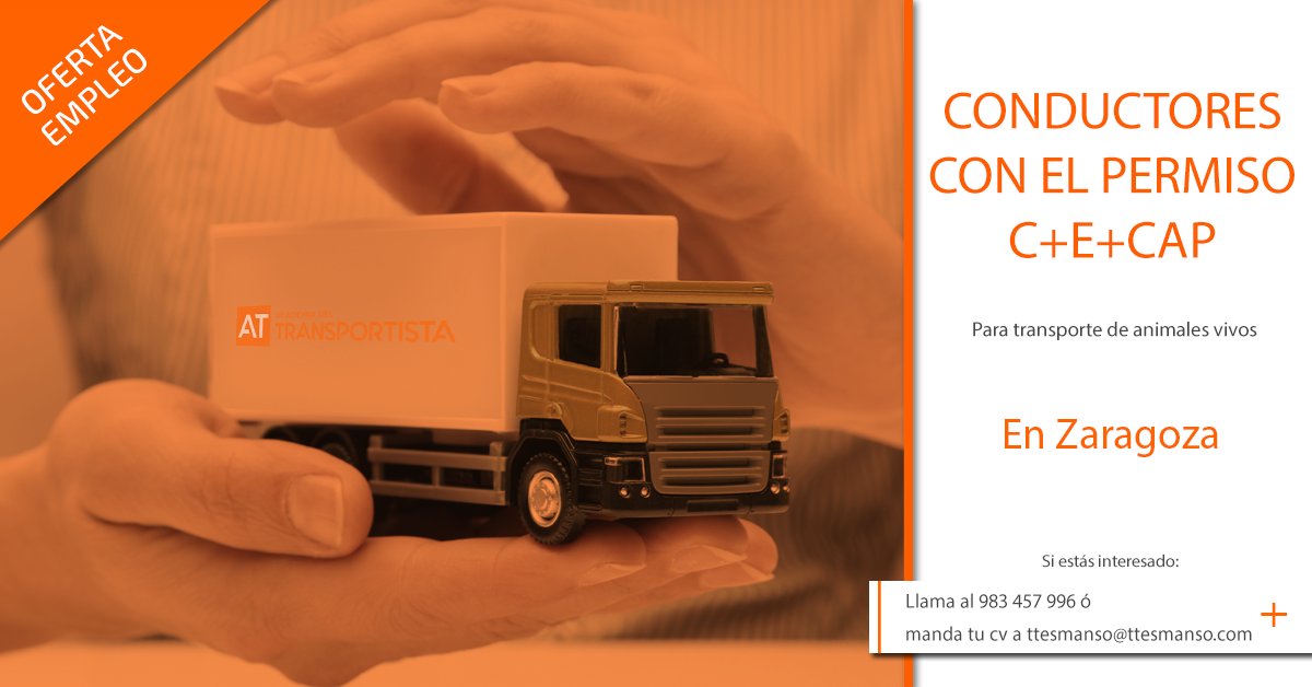 Se necesitan conductores que residan en Zaragoza para transporte de animales vivos. ¿Estás interesado? 
☎️ 983 457 996
 📧 ttesmanso@ttesmanso.com
