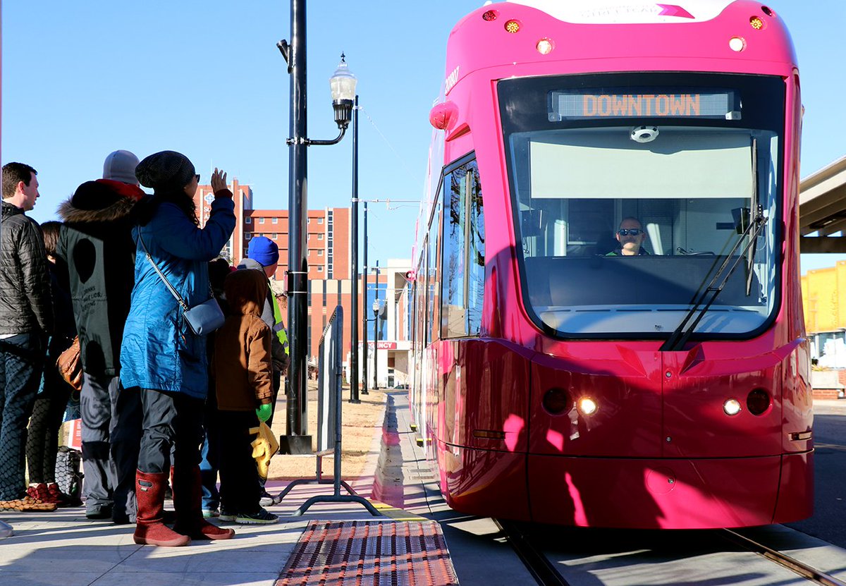 OKCStreetcar's tweet photo. #DowntownInDecember is still in full swing with events happening all the time and near many streetcar platforms. Find a full list of downtown activities at https://t.co/USmrn7vq0B! #ItsRail @DowntownOKC https://t.co/OgKWZDJ8RN