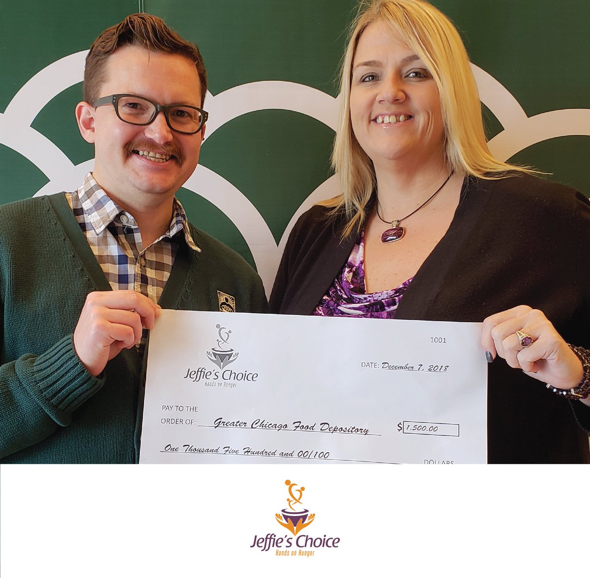 Jeffie's Choice recently collected $1,500.00 for the <a href="/FoodDepository/">Chicago’s Food Bank</a> to supply meals for those in need! #handsonhunger Learn more about Jeffie's Choice: bddy.me/2UVL9s6
