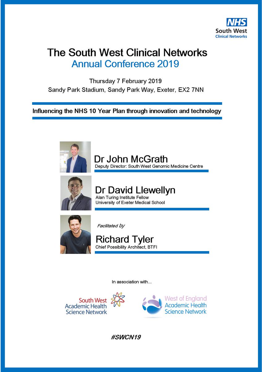 South West Clinical Networks (@swscn) on Twitter photo Register to attend The South West Clinical Networks - Annual Conference 2019 : Influencing the NHS 10 Year Plan through innovation and technology. Thursday 7 February 2019 at <a href="/SandyParkExeter/">Sandy Park Exeter</a> In association with @WEAHSN @sw_ahsn
#swcn19 #nhsengland #nhs
ow.ly/fqTO30n2IYd Register to attend The South West Clinical Networks - Annual Conference 2019 : Influencing the NHS 10 Year Plan through innovation and technology. Thursday 7 February 2019 at <a href="/SandyParkExeter/">Sandy Park Exeter</a> In association with @WEAHSN @sw_ahsn
#swcn19 #nhsengland #nhs
ow.ly/fqTO30n2IYd