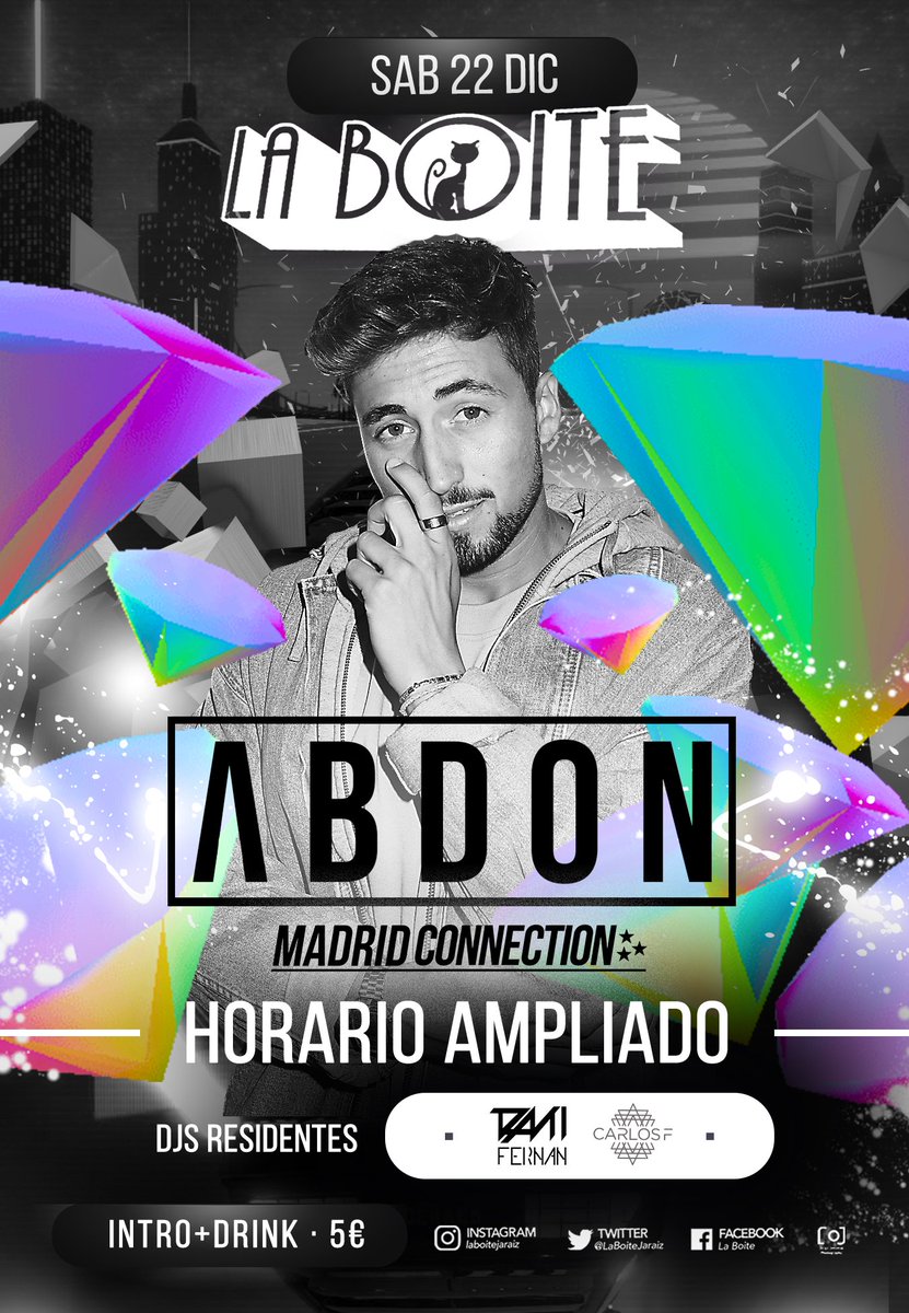 😱 COMENZAMOS LAS NAVIDADES EN LA BOITE  😱
🎉🎊SÁBADO 22 🎊🎉
🚨🎄 BAILAMOS AL RITMO DE @abdonmusic UNO DE LOS MEJORES DJS MADRILEÑOS DE GÉNERO URBANO 
Regueton - Hip Hop - Trap - Dembow🔝🔝🎄🚨

🕰AMPLIACIÓN DE HORARIO🕰
#LaBoiteJaraiz #Extremadura #music🔛