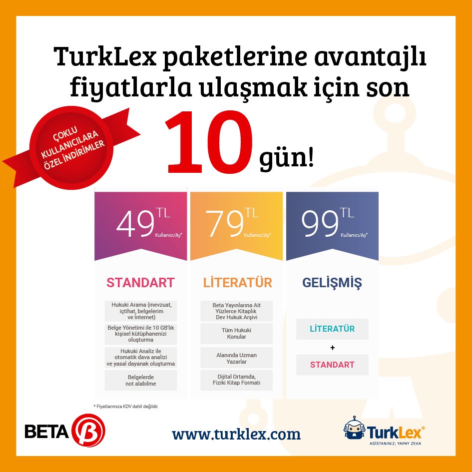 Yılbaşına kadar geçerli lansmana özel fiyatlarımızdan yararlanmak için son 10 gün. Bu fırsatı kaçırmayın!
turklex.com