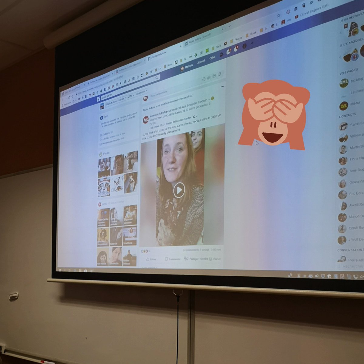 Mateusz's tweet photo. Même si tu es absente, chère @PEloine, tu as été fort près présente lors de ce dernier cours de #SocialMedia #EMU2 https://t.co/cPcDdjdInR