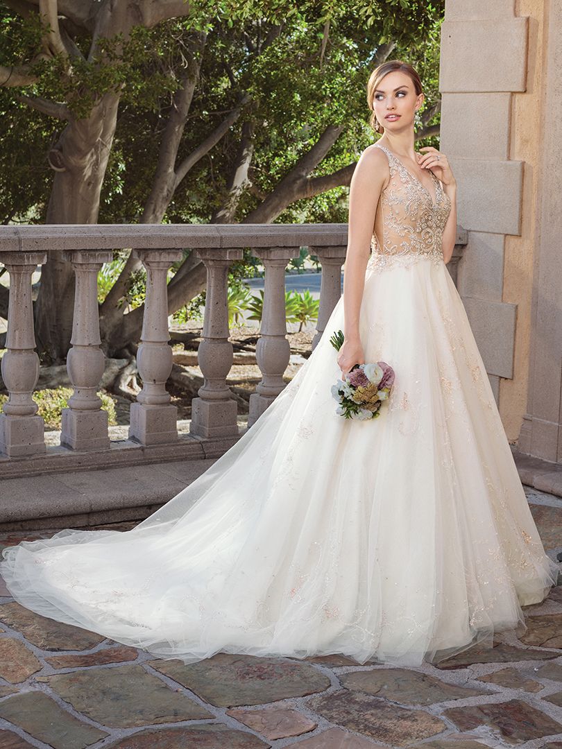 We are loving the beautiful full A-line skirt of soft tulle for the bride looking to be princess-like. <a href="/CasablancaBrida/">Casablanca Bridal</a>