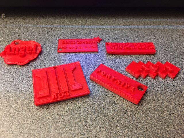 NCJHSPrincipal's tweet photo. Students in Mr. Panchik’s Design&Modeling class used The Design Process to create their own original design for a magnet or keychain. #TinkerCAD #Pro3DPrinter @tyeropoli @ncasd_edtech @Emilycaryn https://t.co/AmOjuB6zCY