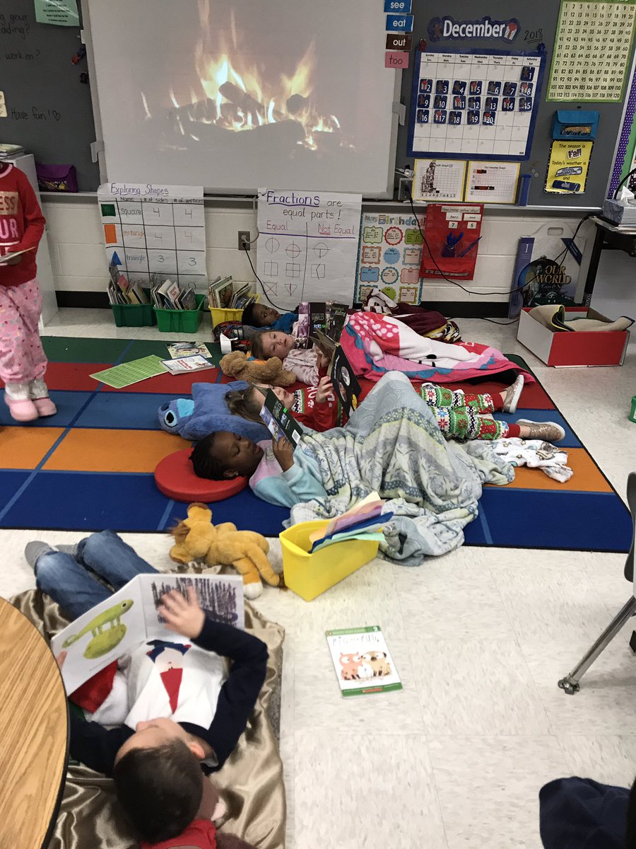 What a fun way to celebrate reading on the day before Winter Break...all snuggled up by the fireplace!  Happy Reading and Happy Holidays to all! #nle19  #TCRWP
