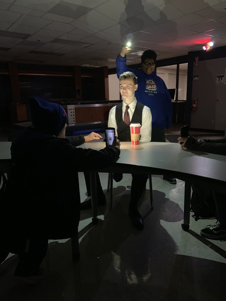 What do you do in film class when the power goes out? Figure out how to light a scene with smartphone flashlights! #getcreative