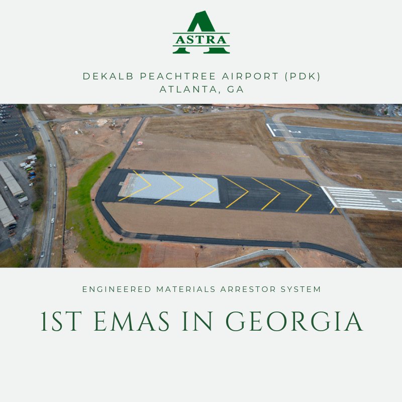 astragroupllc's tweet photo. Just in time for the holidays, Astra has completed the construction of Georgia's 1st #EMAS system at @PDKAirport! Huge thank yous to our staff, @ItsInDeKalb, @GADeptofTrans, Baker International, Aulick Engineering &amp; @FAANews. #ReadMore at https://t.co/o1cHNUvWyT. #astrabuilt https://t.co/huAFAsLxsq