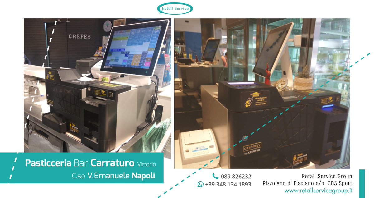 RetailService_'s tweet photo. PASTICCERIA NAPOLETANA di Vittorio Carraturo.
Abbiamo predisposto due punti cassa, per due punti vendita, con rendiresto automatico per rivendite ad alto flusso.
#napoli   #cashlogy #fatturaelettronica #pos #cassa  #retail #retailservice 
 #pasticceria  #foodpornnapoli  #cibo https://t.co/hgv0mY6fxj