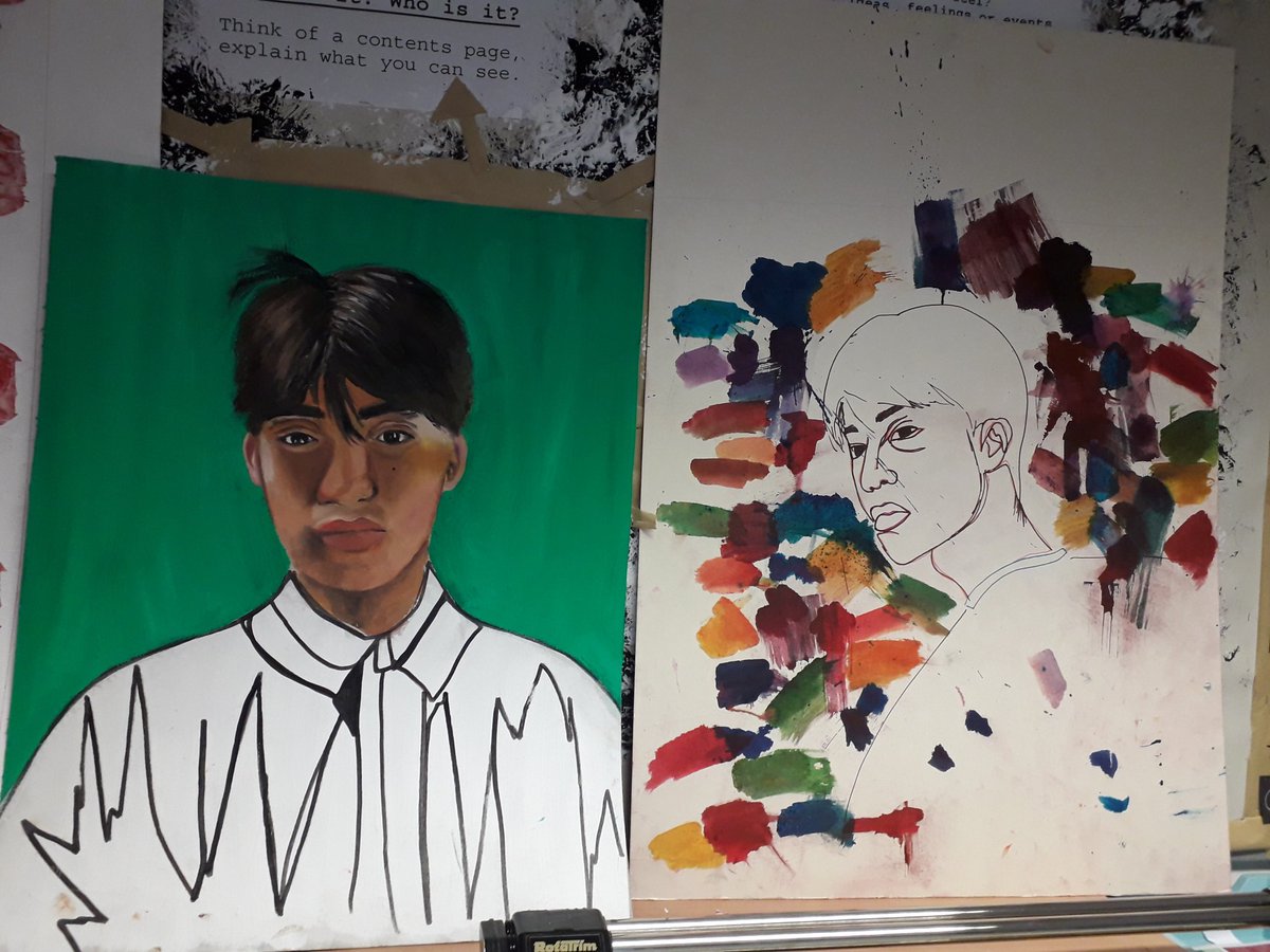 MrsCooteArt's tweet photo. Year 11 coursework decorating my classroom nicely! @SamWardAcad #art #painting #drawing #printmaking #gcseart #arteducation #artcoursework https://t.co/0hUcsbvaDD