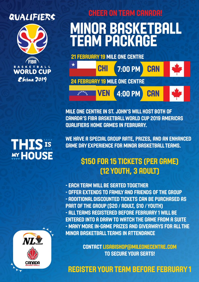 sok29's tweet image. Great opportunity for team packages for upcoming World Cup Qualifiers in February @sportnl @nlbasketball @CanBball @Rec_NL