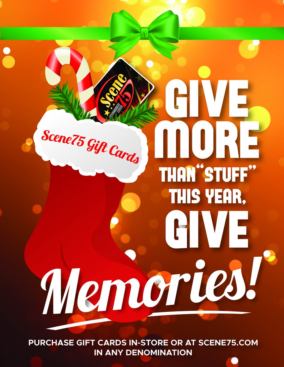 Scene75 Gift Cards make GREAT stocking stuffers! 🧦🎅🤶🎄🎁 
#Scene75 #StockingStuffers #Christmas #GiftCards #Memories
#Cincinnati #Dayton #Cleveland #Pittsburgh