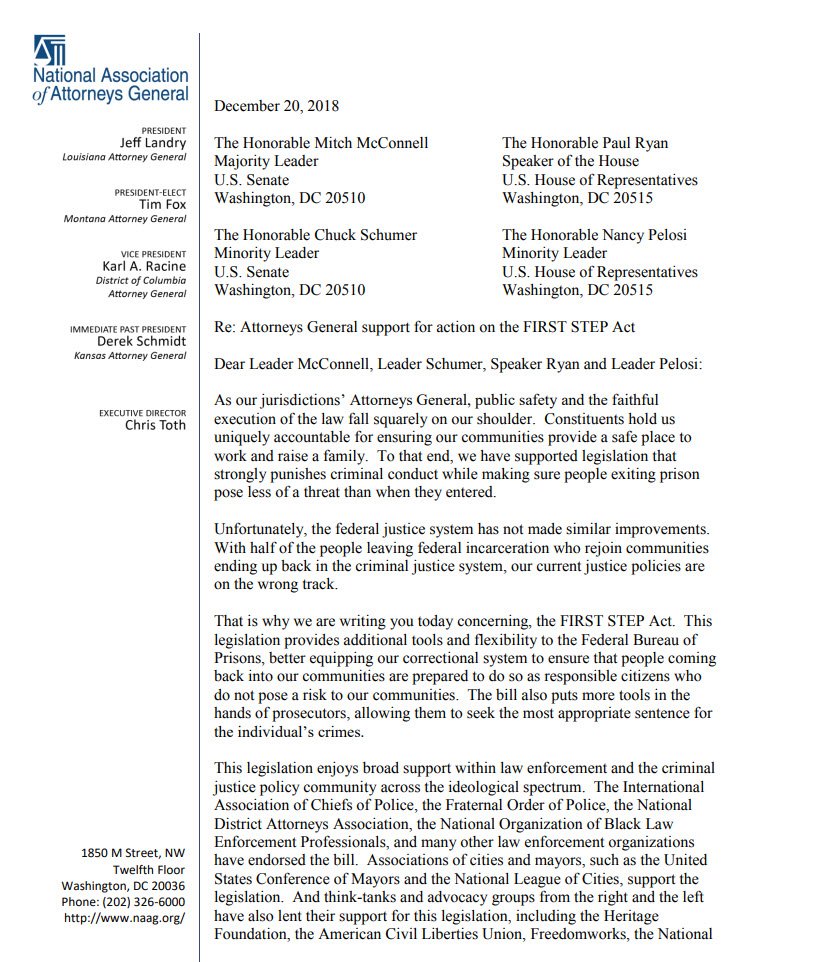 I am proud to co-sponsor this letter supporting a true bipartisan compromise concerning much needed prison reform in our country. The First Step Act will keep so many individuals from returning to prison and help them lead productive lives: myfloridalegal.com/newsrel.nsf/ne…