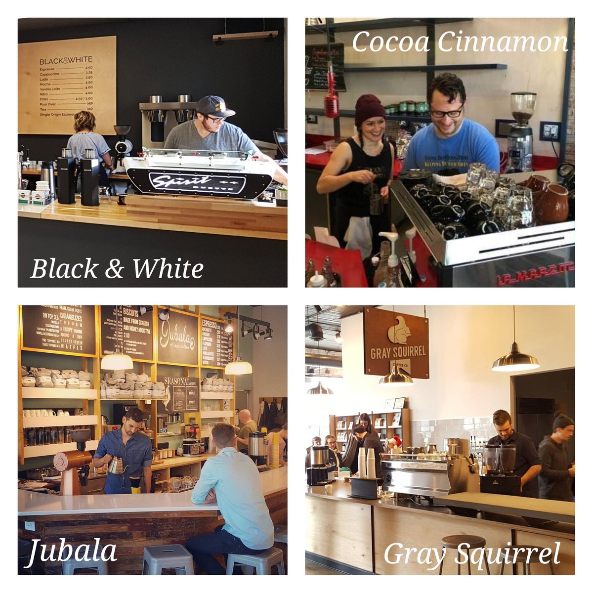 Hosting a coffee fan for the holidays? Here's my Triangle Coffee Crawl suggestions:
🎄☃️☕
Black &amp; White (Wake Forest)
<a href="/JubalaCoffee/">JubalaCoffee</a> (Raleigh)
<a href="/cocoacinnamon/">Cocoa Cinnamon</a> (Durham)
Gray Squirrel (Carrboro)