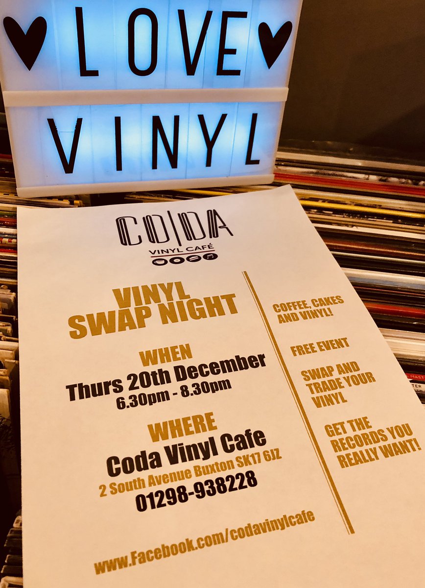 CodaVinylCafe's tweet photo. Tonight at 6.30, come swap and trade the stuff you never play! #cratediggers #vinylrecords #record #cratedigging #vinylswap #recordswap https://t.co/NB0SXLw1Nc