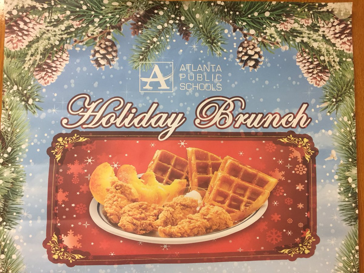 APSNutritionNow's tweet photo. Wrapping up a week of celebrating the Holidays at @apsupdate cafeterias with #ChickenAndWaffles
#peachcompote #scrambledeggs #whole #wheat #toast #salad #fresh #fruit #juice #milk @SchoolMealsRock #ShakeItUpGA #fuelingGA @GSNA_Atlanta https://t.co/4HxY6sXPSu