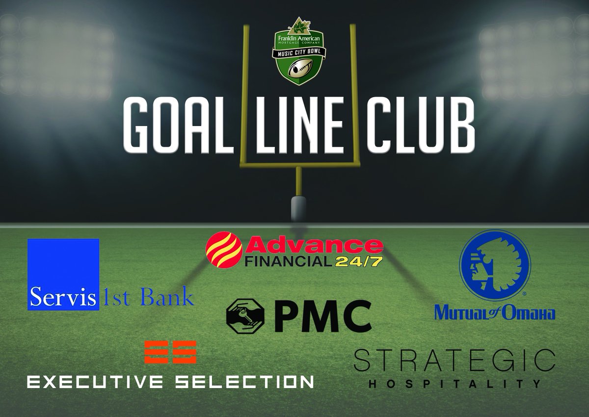 Thank you to all our Goal Line Club sponsors for all you have done for the 2018 Franklin American Mortgage Music City Bowl! We wouldn't be able to have such an amazing bowl week without you!