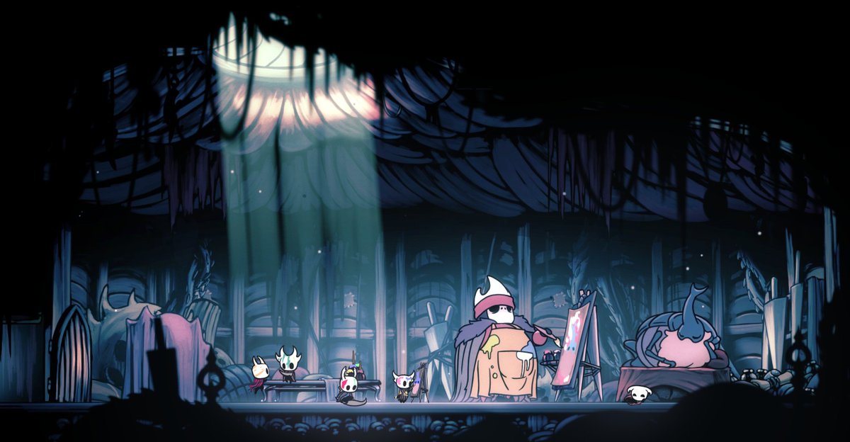 InkScarlet's tweet photo. #HollowKnight #Hollow_Knight #PaintmasterSheo #Nailsmith #LittleGhost #VesselsofGodmaster #Fakescreenshot #Sheo https://t.co/E559rIUSqc
