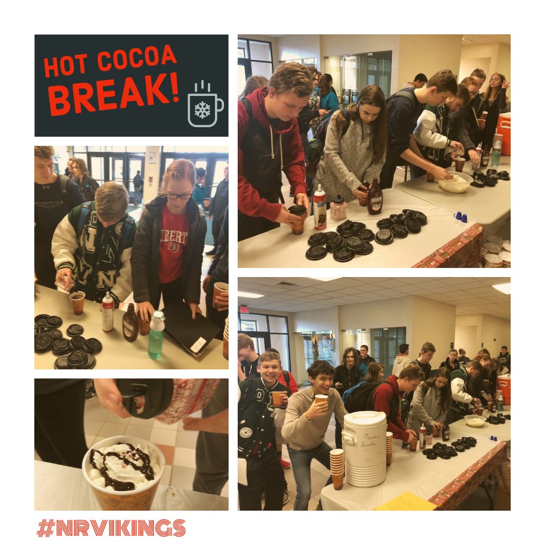 NRVikings's tweet image. Hey Vikings, with semester exams last week, students at Northridge High School certainly needed a break! They were treated to hot cocoa with ALL the fixings between exams! Awesome! #NRVikings