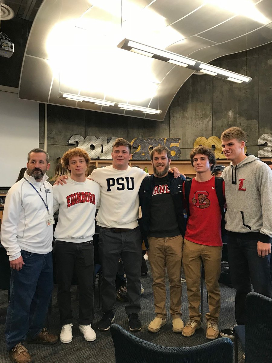 We had 4 of our Colt wrestlers sign their National Letters of Intent today!

<a href="/jj_wilson27/">JJ Wilson</a> - Cornell University 
@dball44  - Penn State University 
Michael Cassidy - Edinboro University 
<a href="/bobbywhalen2/">Bobby Whalen</a> - University of Louisville (Baseball)
#GoColts