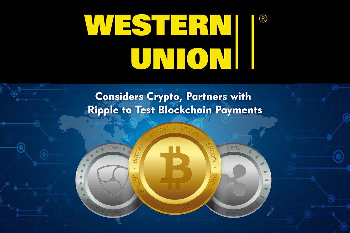 Synapsecoins's tweet photo. Western Union considera a Crypto y se asocia con Ripple para probar los pagos de Blockchain
Sitio web: 
https://t.co/TBW0MqHN2d
https://t.co/STrCHhwWuC
#bitcoin #blockchain #Criptomonedas #ICO #tradingcrypto https://t.co/ILD6UEJwTw