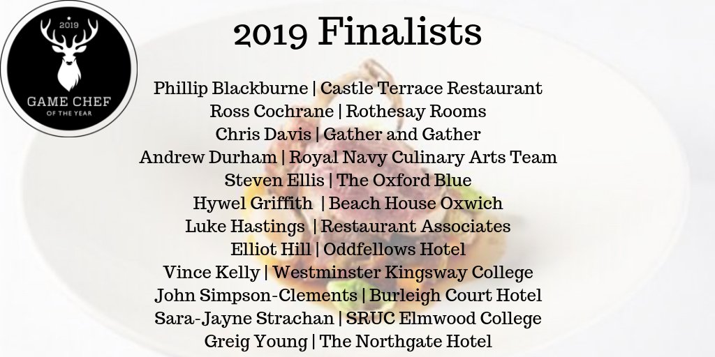 Time for the big reveal! Congratulations to our 2019 finalists who will be competing for the #GameChef of the Year title in January. Our highest entries ever &amp; exceptionally high standard made it hard for the judges! Thanks to everyone who entered 👏