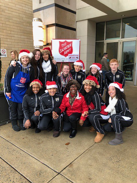 Always involved in the community. Our Varsity Cheerleaders were ringing bells for the Salvation Army as part of their community service!