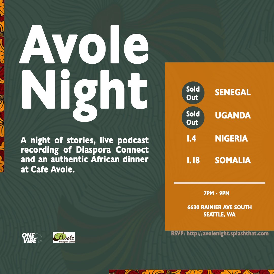 OneVibeAfrica's tweet photo. If you are in Seattle don’t forget to RSVP to the next #AvoleNight @cafeavole on January 4th -> https://t.co/IUnwAi9zK8
#Nigeria #NigerianFood #IamOneVibeAfrica #DiasporaConnect https://t.co/A1w4GkUoak