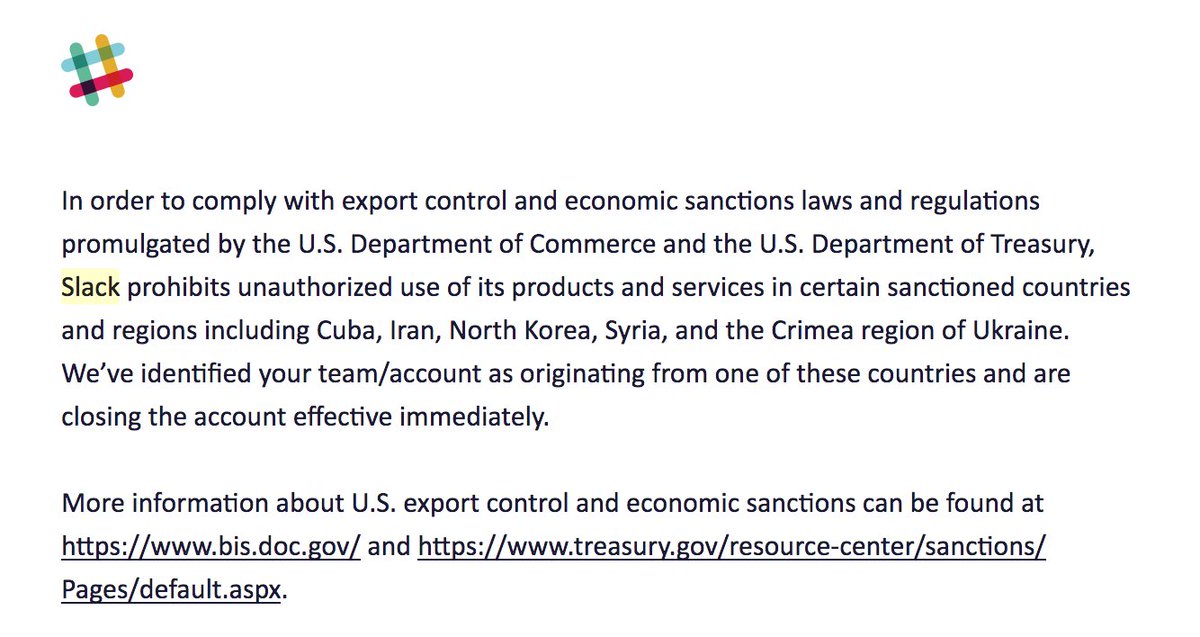 Slack начал блокировать пользователей за поездки в регионы под санкциями США: Крым, Иран и Кубу