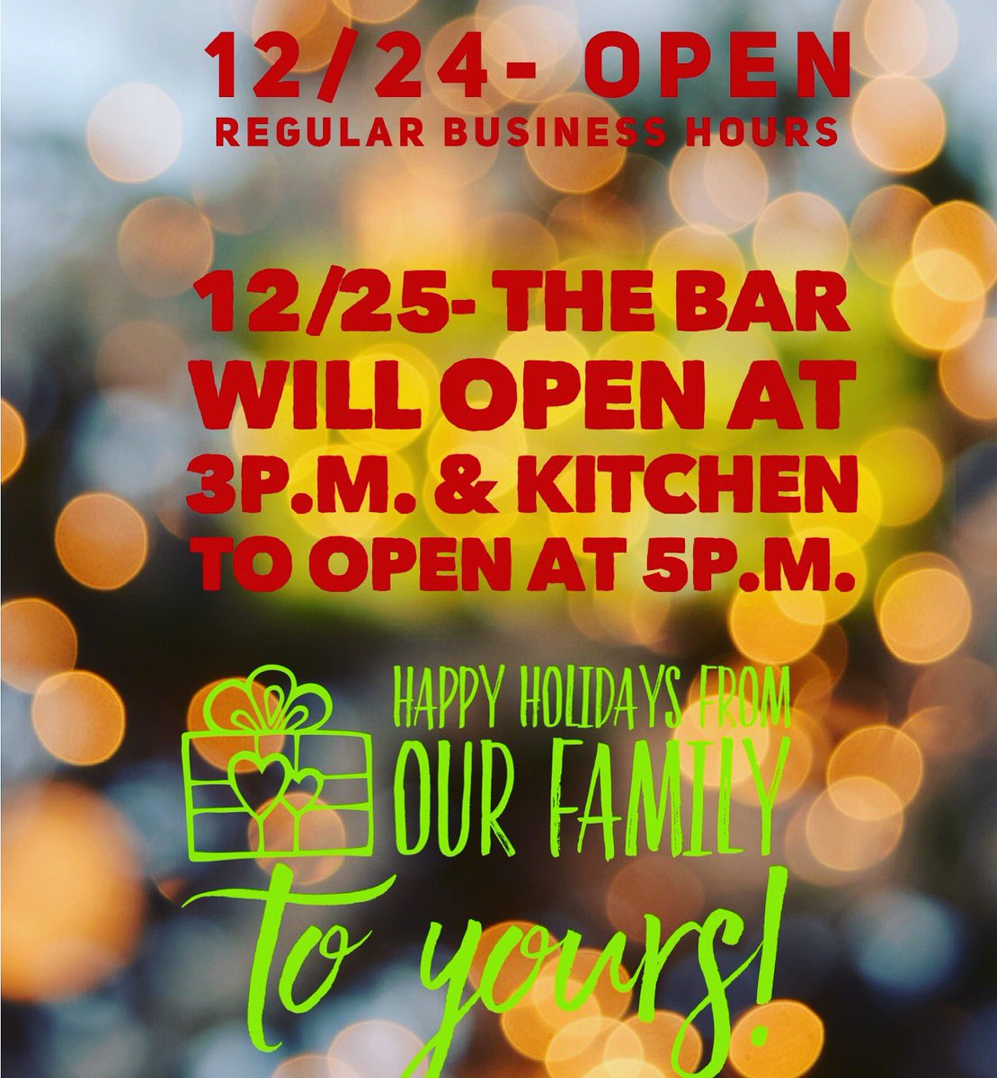 🗣 OKBS HOLIDAY HOURS