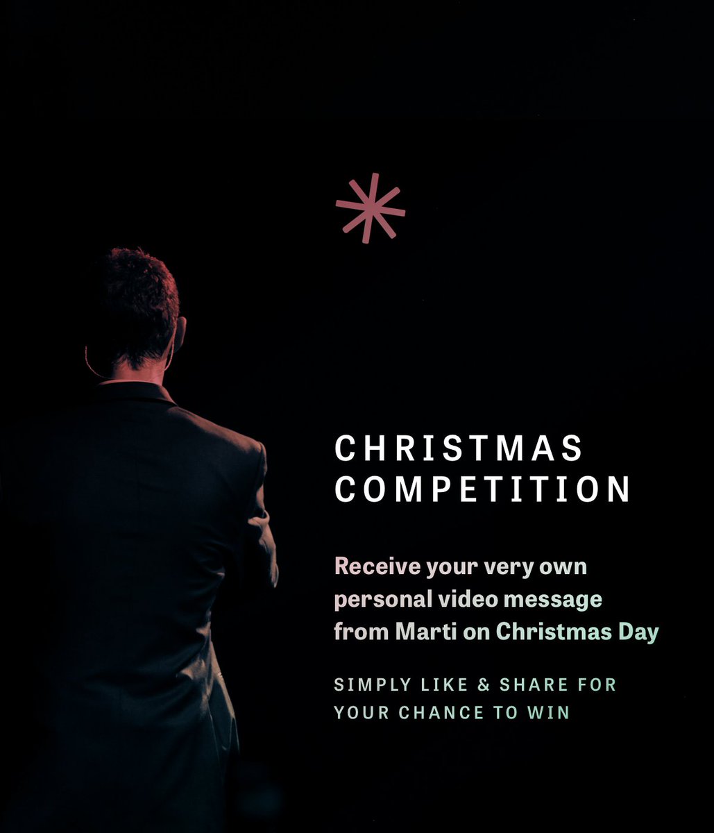 ** CHRISTMAS COMPETITION **

This year one very special fan will have the chance to make their Christmas Day even more special. The lucky winner will receive their very own personal video message from Marti on Christmas Day! To enter simply LIKE and RETWEET this post. Good luck!