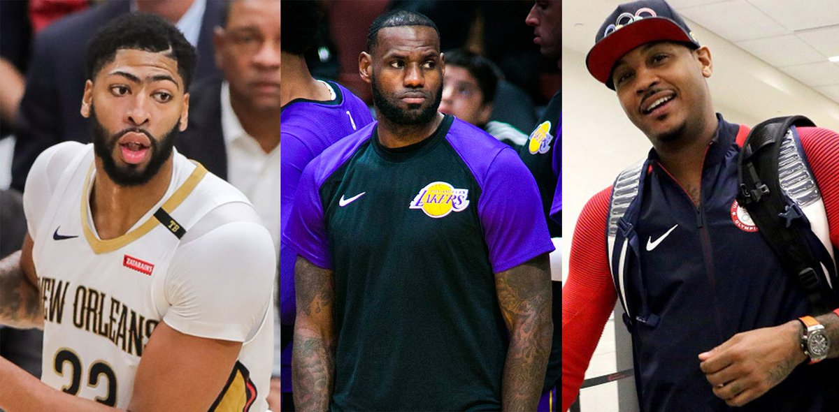 LakersRecap's tweet photo. Here's some simple math -- Anthony Davis + LeBron + Melo = CHAMPIONSHIPS!!! @AntDavis23 @KingJames @carmeloanthony 
#LeBron #LeBronJames #LeBronWatch #KingJames #Carmelo #Melo #AntMan #AnthonyDavis #AD #Lakers #LakersRecap
https://t.co/50h0WLlZ8H https://t.co/5LA49WKmsl