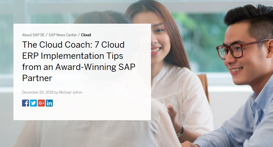 NIMBLnews's tweet photo. Essential @SAPCloudERP implementation tips from NIMBL's @MichaelJolton . Thanks to SAP for providing the platform! #cloudcoach #clouderp https://t.co/MjkUoSDNla https://t.co/6AQYnqhfz3