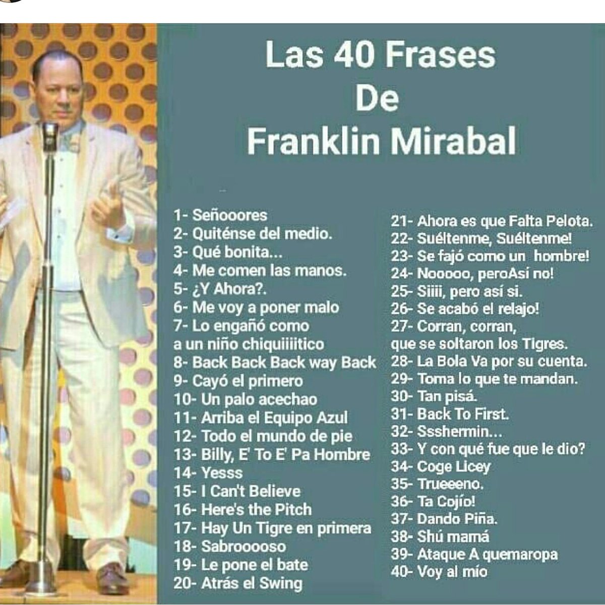 FRANKLIN MIRABAL no Twitter: &quot;Las 40 Frases... En todas partes me reciben  con una de esas Frases. ¡Gracias por tanto cariño!.  #FranklinMirabalNarraHoy @rosamarte12… https://t.co/68r0F6IwZw&quot;