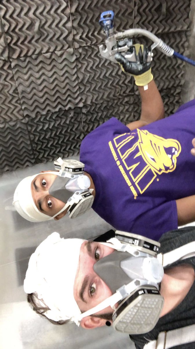 ccadvancedpaint's tweet photo. #Collaborationdaytwo Students and I painting finish coat on aquarium stands for Marine Science.@CentralCampusDM https://t.co/nWAUSCf7mo