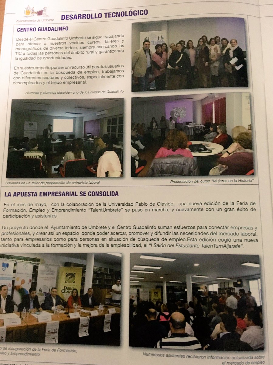 Ya tenemos nuestra revista anual de #Umbrete y en ella el área de Desarrollo Tecnológico con su epicentro <a href="/Guadaumbrete/">Punto Vuela Umbrete</a> muchas proyectos, mucha innovación y rodeada de mucho #Talentum ... humano <a href="/rdAngelica/">Angélica Ruiz Díaz</a> <a href="/AytoUmbrete/">Ayto. Umbrete</a> <a href="/RedGuadalinfo/">Vuela Guadalinfo</a> <a href="/fegarc/">Fernando G.Cumbreras</a> 🚀🚀