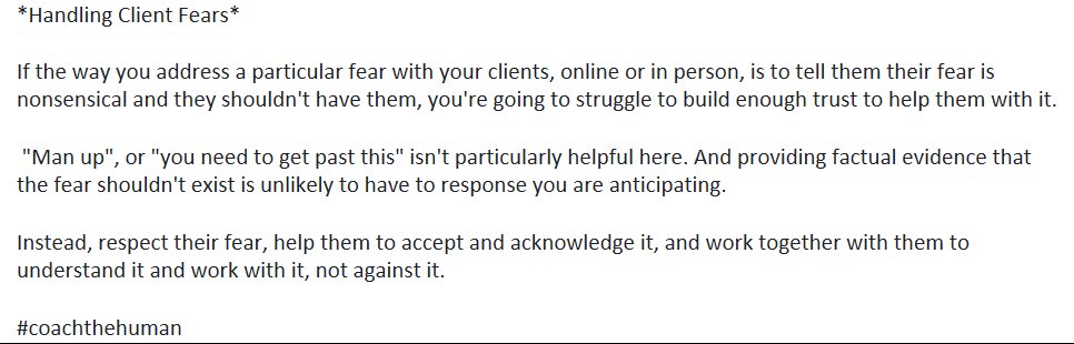 Handling client fears #coachthehuman