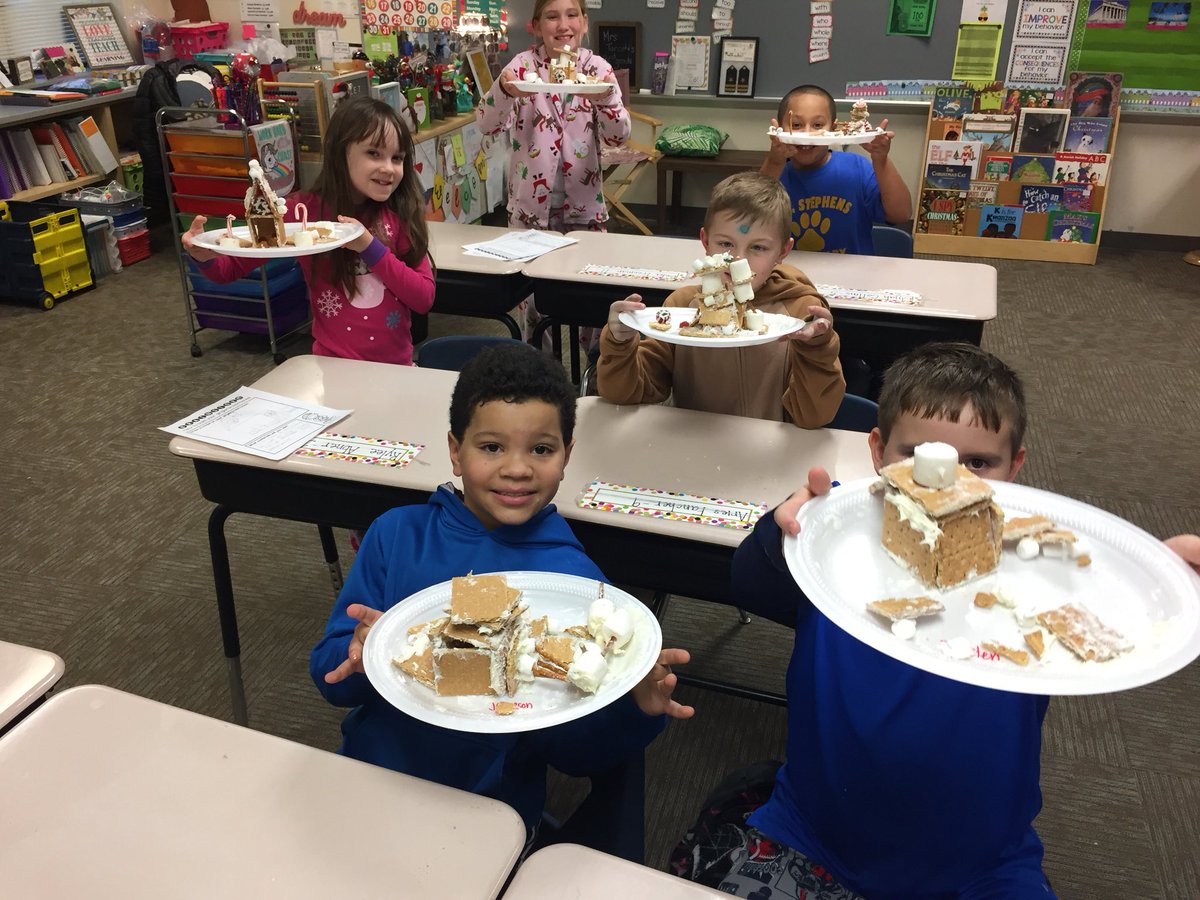 MrsTurcott3rd's tweet photo. Gingerbread House STEM is always a big hit and always a big mess!😬 We designed, built, improved, and tested the structures today. What a fun way to spend the afternoon!🤗 https://t.co/tjYeuZyU8T